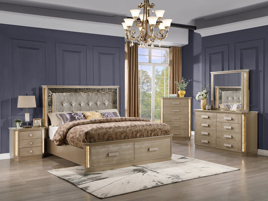 Medusa Queen 5PC Bedroom set Made with Wood in Gold (NJ Inventory)