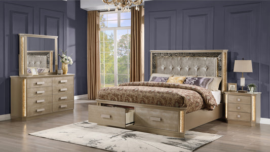Medusa Queen 4PC Bedroom set Made with Wood in Gold (NJ Inventory)