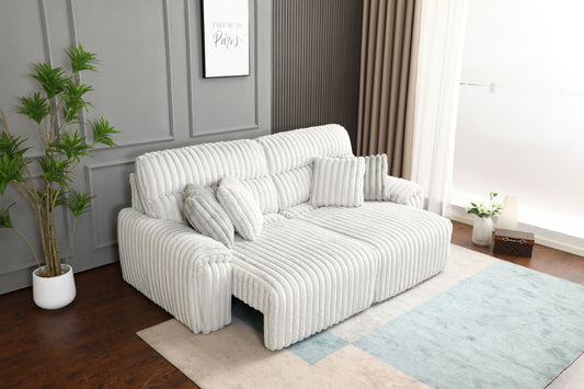 Jaya Mondo Grey Corduroy Power Motion Sofa w/Sleeper & USB Port