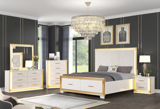 OBSESSION Contemporary Style 5PC King Bedroom Set Made with Wood & Gold Finish(NJ INVENTORY)