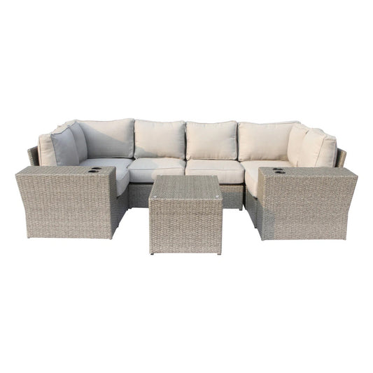 All-Weather Wicker Seating Set with Cushions – 4-Person – Grey Mix – HDPE Wicker – Fully Assembled