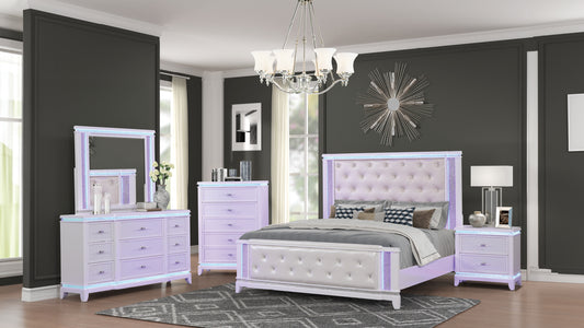 OPIUM King 5 Pc Bedroom set in Milky White(NJ INVENTORY)