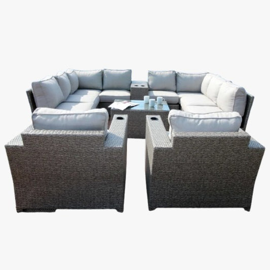 Luxury Patio 12-Piece Fully Assembled Outdoor Wicker Seating Group with Cushions, Mixed Gray, Aluminum Frame