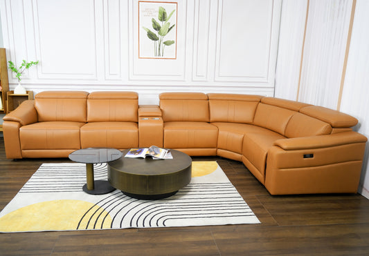 Power Recliner Sofa Set, Reclining Sectional Sofa with Adjustable Headrest & Power Recline, Breathable Leather with Storage Console & USB Ports, Easy Assembly Living Room Furniture Sets