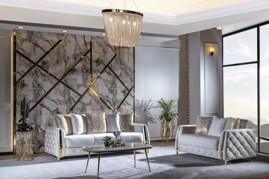 Lust 2Pc Modern Living Room Set  in Off White(CA INVENTORY)