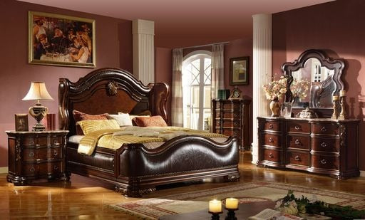 Bella Traditional style King 5pc Bedroom set made with wood in Dark Walnut