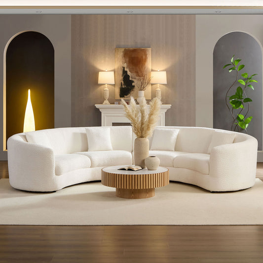 Classic Curved Tight Back Sofa, Upholstered Comfy Couch for Living Room Apartment, 4 Pillows