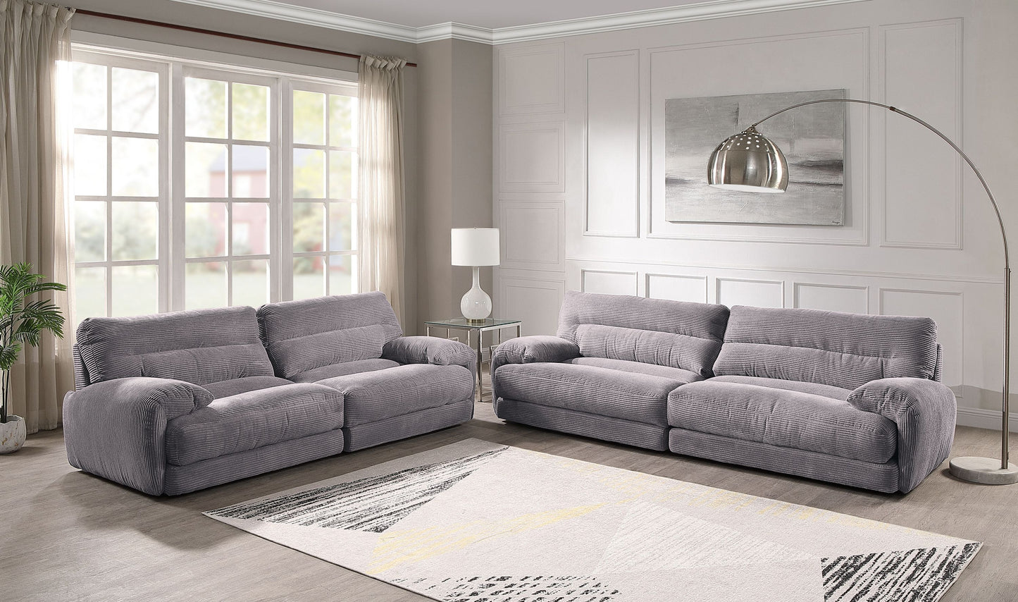 Cadenza Gray Corduroy 2PCS Living Room Set