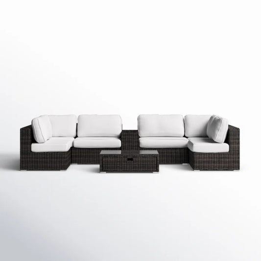 Espresso Rattan Patio Seating Group with Cushions, All-Weather Aluminum Frame, Fully Assembled